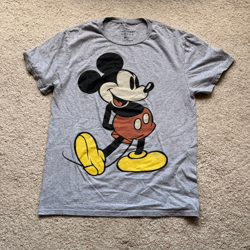 Disney Mickey Mouse Graphic T-Shirt Mens Small Gray Short Sleeve Crewneck